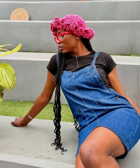 Pink ruffled handmade crochet bucket hat
